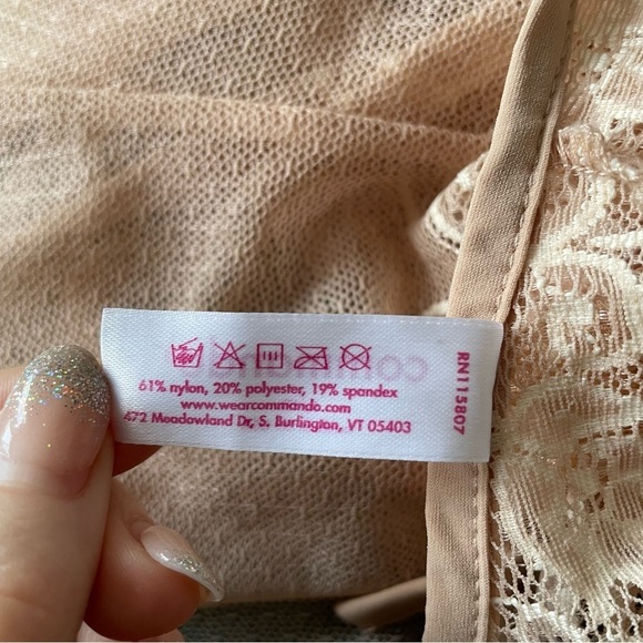 Commando Ivory Beige Nude Tulip Lace & Mesh Camisole Layering Top EUC Size S/M - Picture 11 of 12
